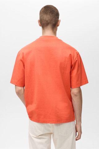 T-shirt 100 % coton boxy-fit avec poche - Orange