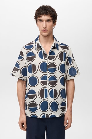 Chemise imprimée manches courtes - Blanc