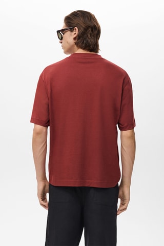 T-shirt 100 % coton boxy-fit avec poche - Rouge