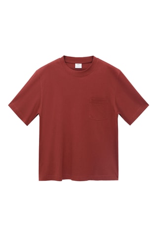 T-shirt 100 % coton boxy-fit avec poche - Rouge