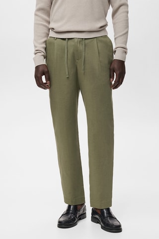 Pantalon slim fit lin cordon - Kaki
