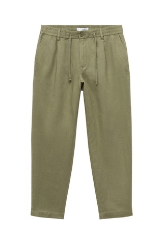 Pantalon slim fit lin cordon - Kaki