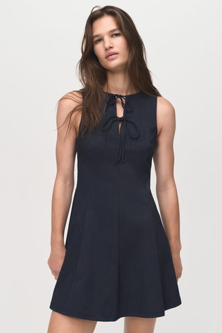 Robe effet denim nœuds - Bleu