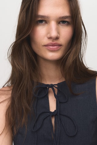 Robe effet denim nœuds - Bleu