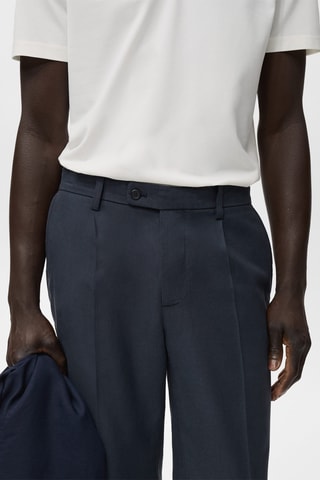 Pantalon coton tapered crop - Bleu marine