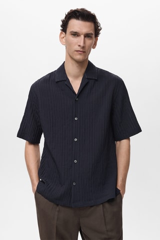 Chemise structurée rayures - Bleu marine