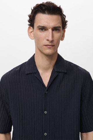 Chemise structurée rayures - Bleu marine
