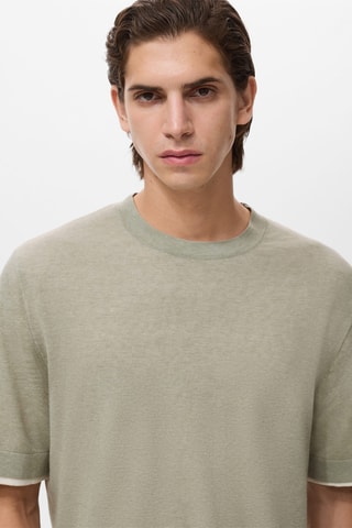T-shirt combiné coton - Kaki