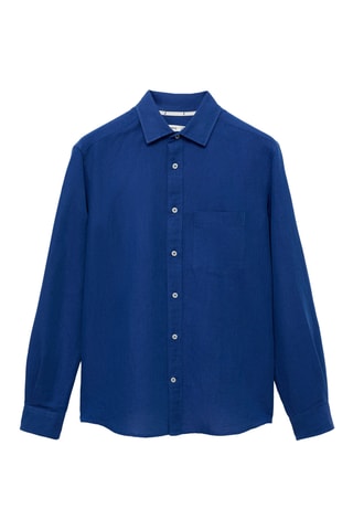 Chemise lin poche - Bleu
