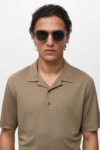 Polo col bowling en lyocell - Gris