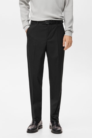 Pantalon de costume droit à pinces - Noir