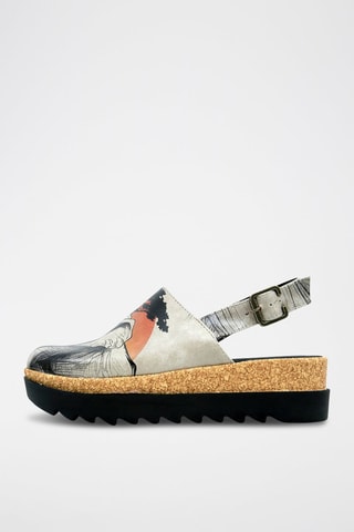 Sandalias de cuña Sunset Animals - Negro y blanco