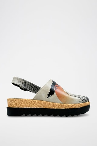 Sandalias de cuña Sunset Animals - Negro y blanco