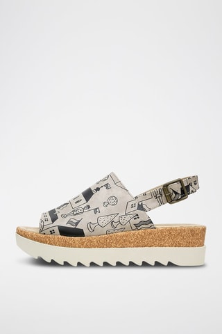 Sandalias de cuña Toy Houses - Gris claro y negro