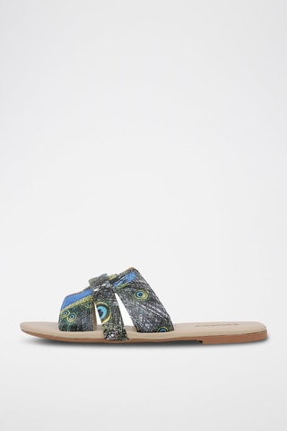 Sandalias de piel vegana All Beauty is in You Motif - Azul y negro
