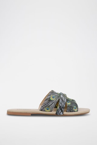 Sandalias de piel vegana All Beauty is in You Motif - Azul y negro