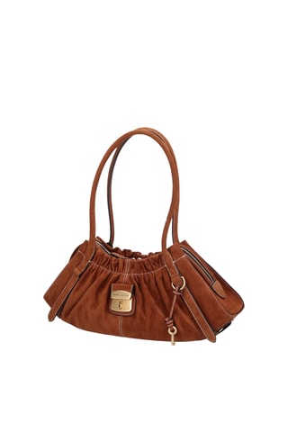 Sac porté épaule en cuir de veau Cristina - Camel