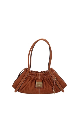 Sac porté épaule en cuir de veau Cristina - Camel