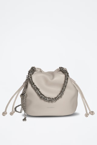 Borsa a secchiello in crosta di pelle Maguy - Beige