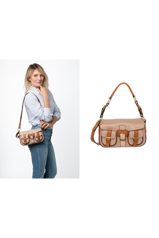 Borsa a tracolla in pelle Alive - Taupe