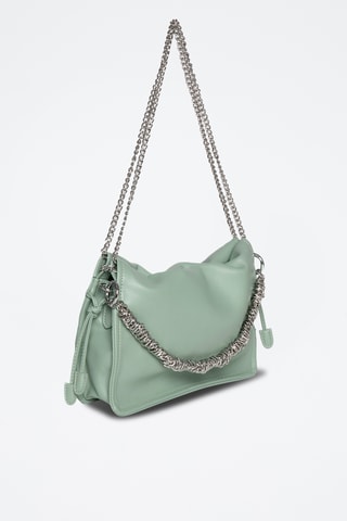 Borsa a spalla in crosta di pelle - Verde chiaro