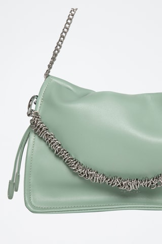 Borsa a spalla in crosta di pelle - Verde chiaro