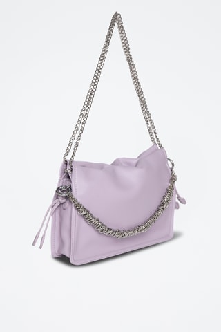 Borsa a spalla in crosta di pelle - Viola