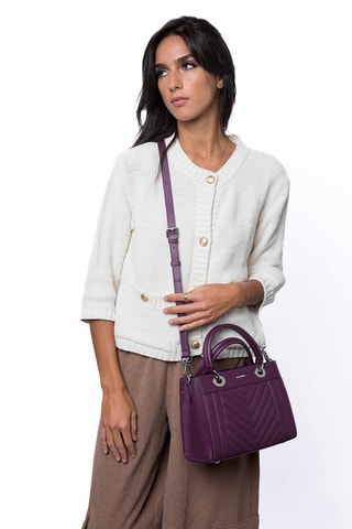 Borsa a mano in pelle Paoline - Viola