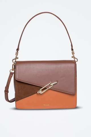 Borsa a tracolla in crosta di pelle Maureen - Cammello