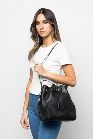 Borsa a secchiello in pelle Tony - Nero