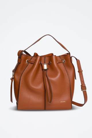 Borsa a secchiello in pelle Tony - Marrone