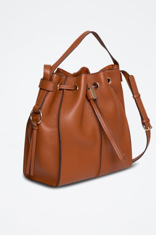 Borsa a secchiello in pelle Tony - Marrone