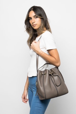 Borsa a secchiello in pelle Tony - Taupe