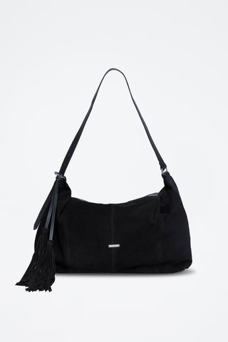 Borsa a spalla in crosta di pelle Nili - Nero