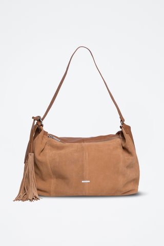 Borsa a spalla in crosta di pelle Nili - Marrone