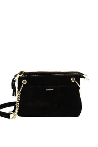 Borsa a tracolla in pelle scamosciata Chelly - Nero