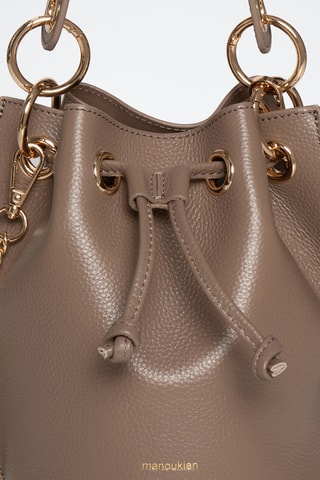 Borsa a secchiello in pelle Eden - Taupe