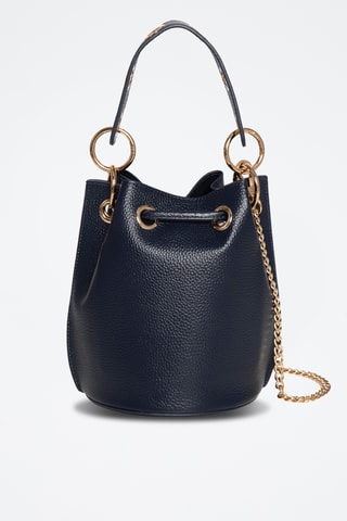 Borsa a secchiello in pelle Eden - Navy