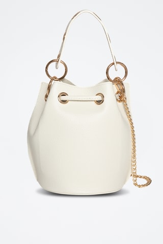 Borsa a secchiello in pelle Eden - Bianco