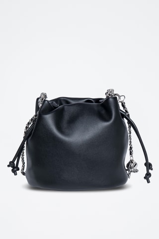 Borsa a secchiello in crosta di pelle Maguy - Nero