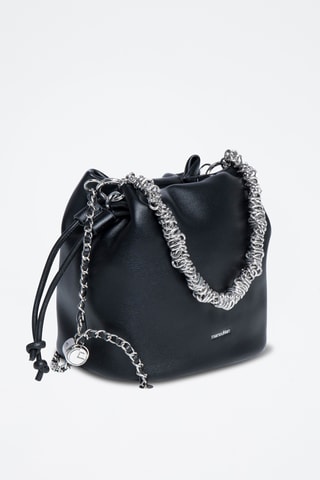 Borsa a secchiello in crosta di pelle Maguy - Nero