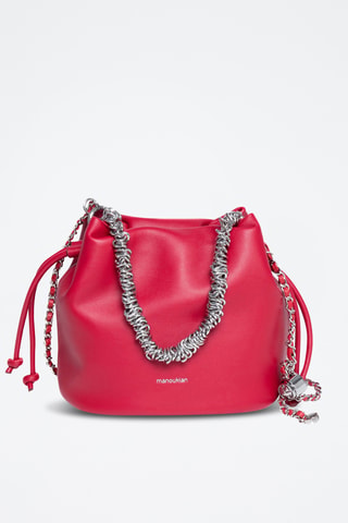 Borsa a secchiello in crosta di pelle Maguy - Rosso
