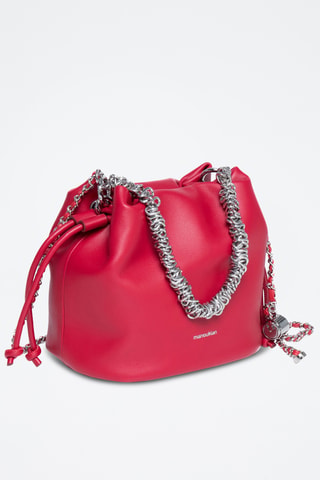 Borsa a secchiello in crosta di pelle Maguy - Rosso