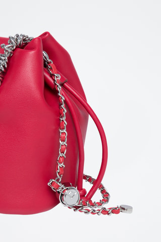 Borsa a secchiello in crosta di pelle Maguy - Rosso