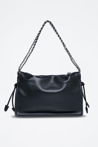 Borsa a spalla in crosta di pelle - Nero