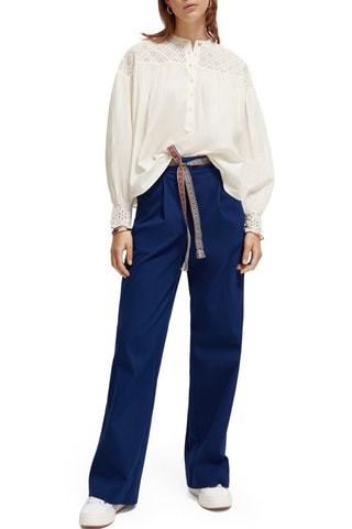 Pantalon wide legs taille haute - Bleu marine