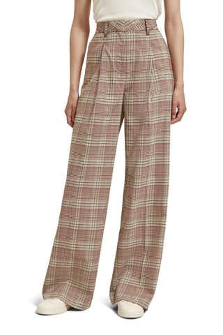 Pantalon wide legs taille haute en laine - Rose