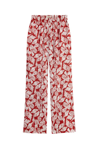 Pantalon ample - Rouge brique et écru