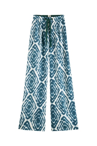 Pantalon wide legs - Blanc et bleu