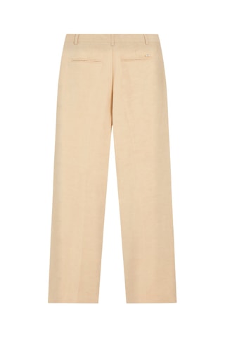 Pantalon wide legs en lin taille haute - Beige